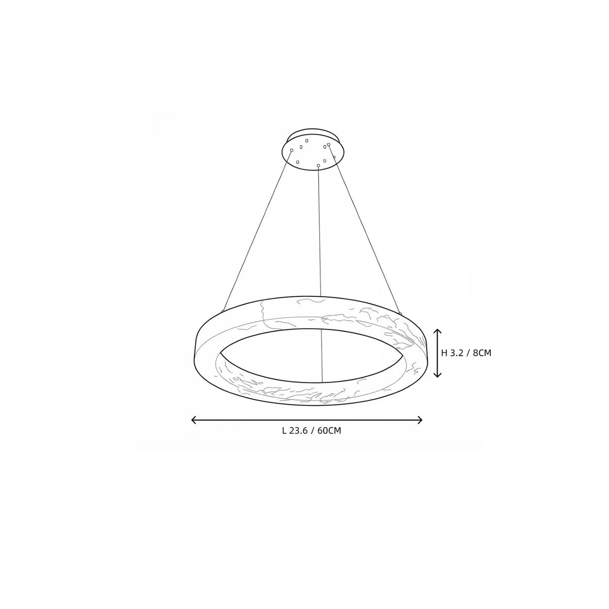 Modern Halo Ring Chandelier in alabaster for Dining Room light fixture by AUVIELIGHT
