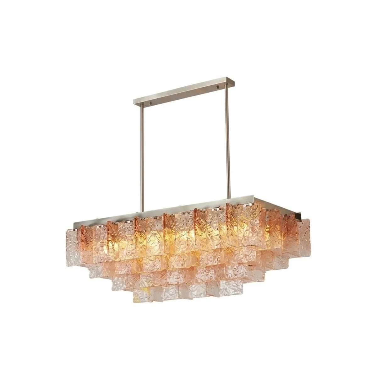 Modern Linear Amber Murano Style Tiered Ice Glass Chandelier light fixture by AUVIELIGHT