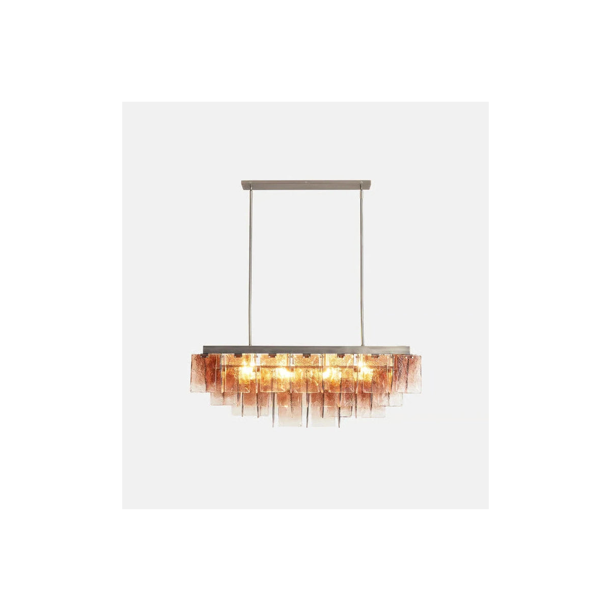 Modern Linear Amber Murano Style Tiered Ice Glass Chandelier light fixture by AUVIELIGHT