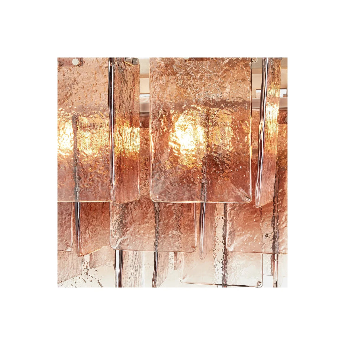 Modern Linear Amber Murano Style Tiered Ice Glass Chandelier light fixture by AUVIELIGHT