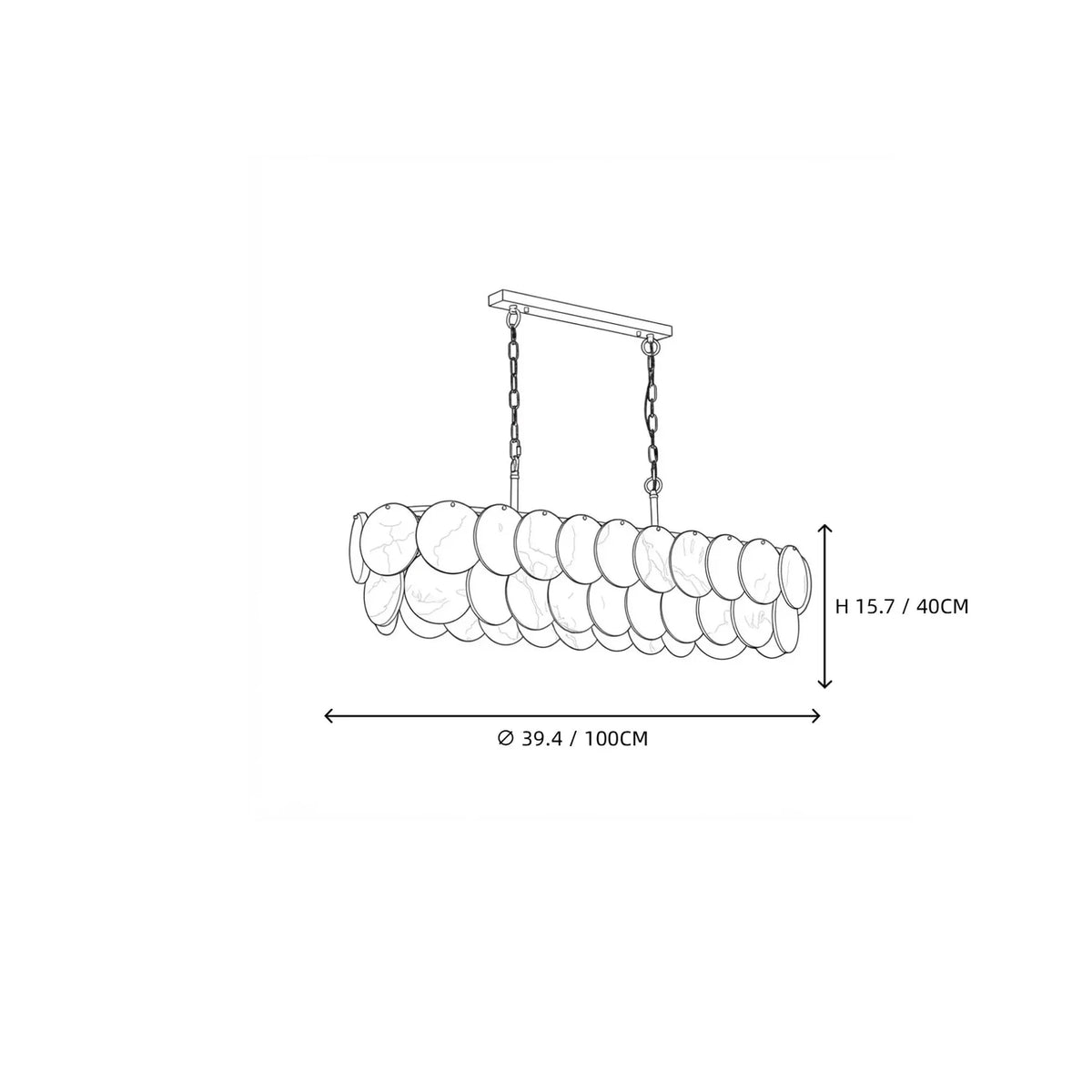 Modern Linear Disc Chandelier in alabaster for Dining Room by AUVIELIGHT