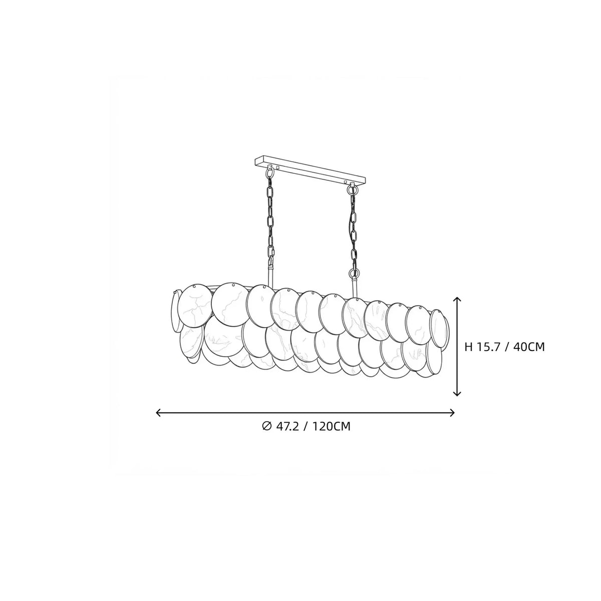 Modern Linear Disc Chandelier in alabaster for Dining Room by AUVIELIGHT