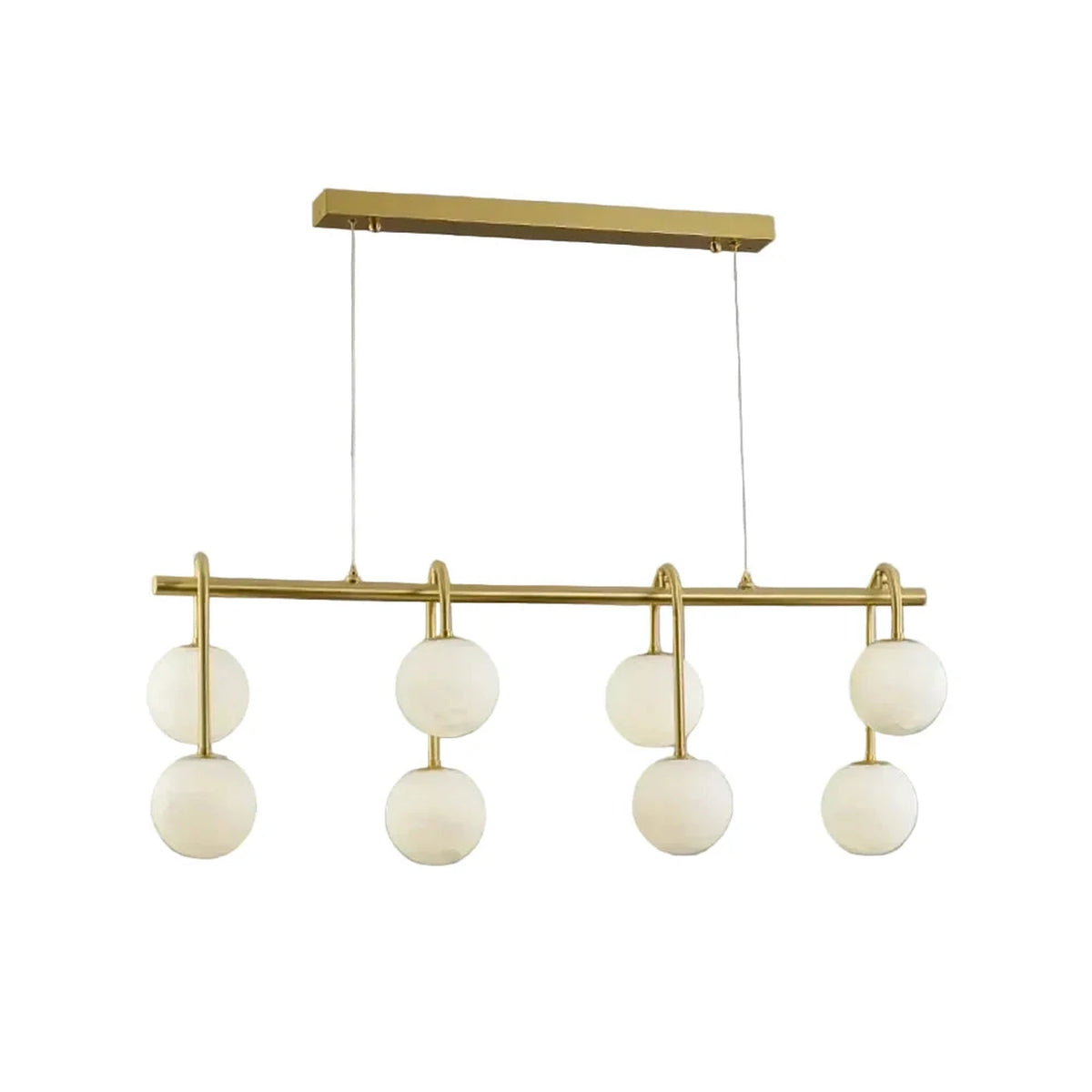 Modern Linear Globe Chandelier in alabaster for Dining Room by AUVIELIGHT