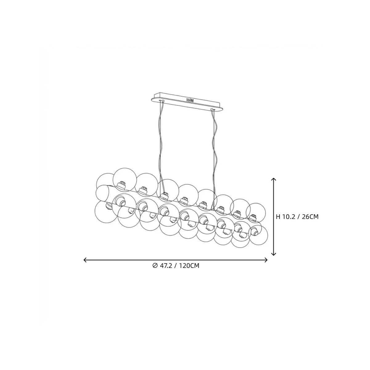 Modern Linear Globe Chandelier in glass for Dining Room light fixture by AUVIELIGHT