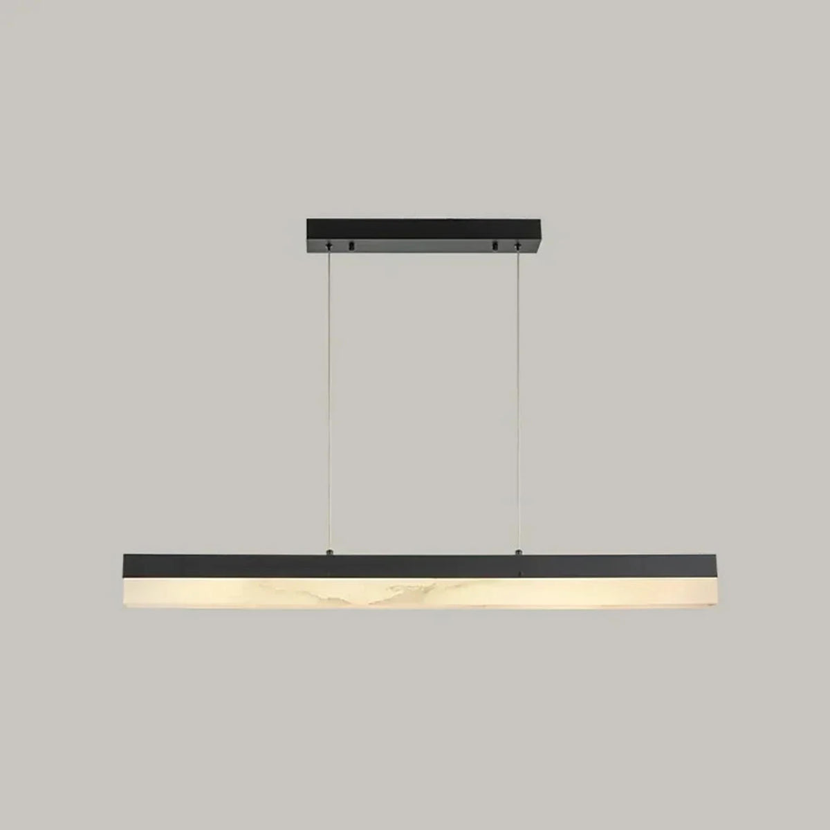 Modern Linear Pendant Light in alabaster for Kitchen Island by AUVIELIGHT, Dia 100cm x H 6cm / ∅ 39.4″ x H 2.4″ / Black + White / Warm Light and