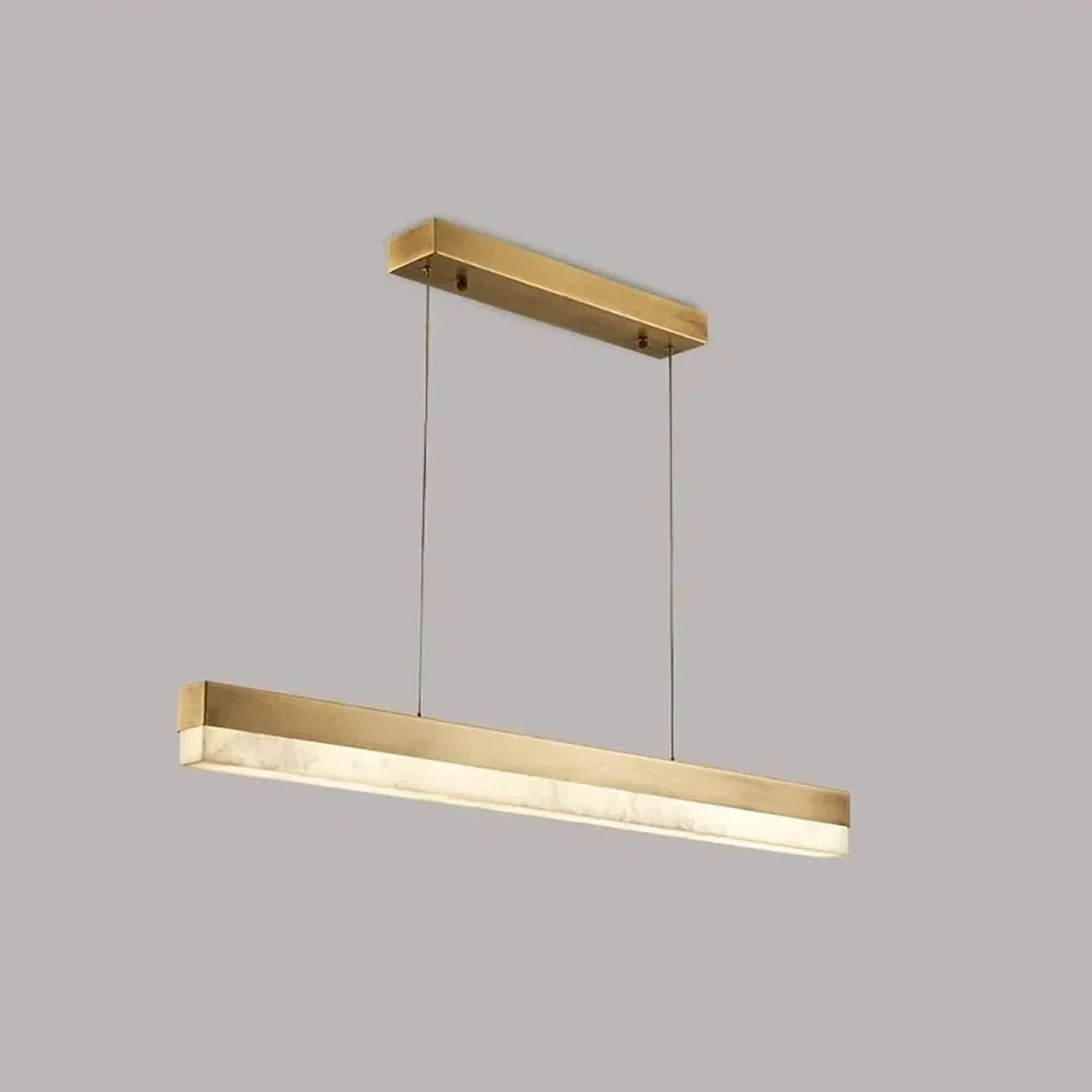 Modern Linear Pendant Light in alabaster for Kitchen Island by AUVIELIGHT, Dia 100cm x H 6cm / ∅ 39.4″ x H 2.4″ / Gold + White / Warm Light and