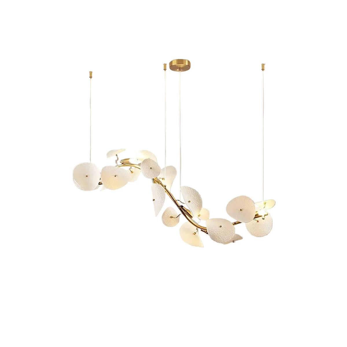 Modern Linear White Ceramic Petal Chandelier light fixture by AUVIELIGHT