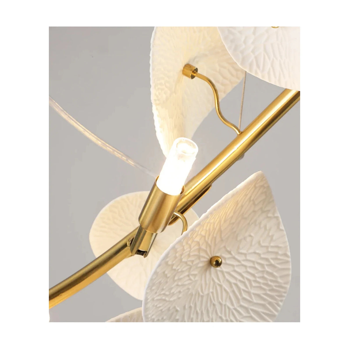 Modern Linear White Ceramic Petal Chandelier light fixture by AUVIELIGHT