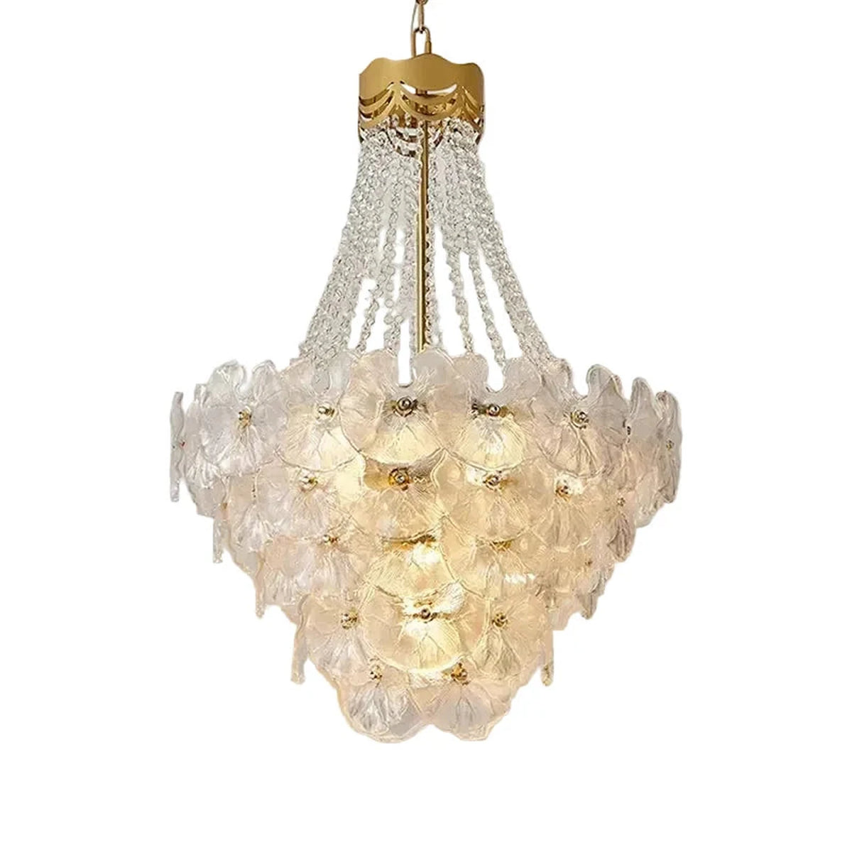 Modern Lotus Leaf Chandelier in clear textured glass for Dining Room by AUVIELIGHT