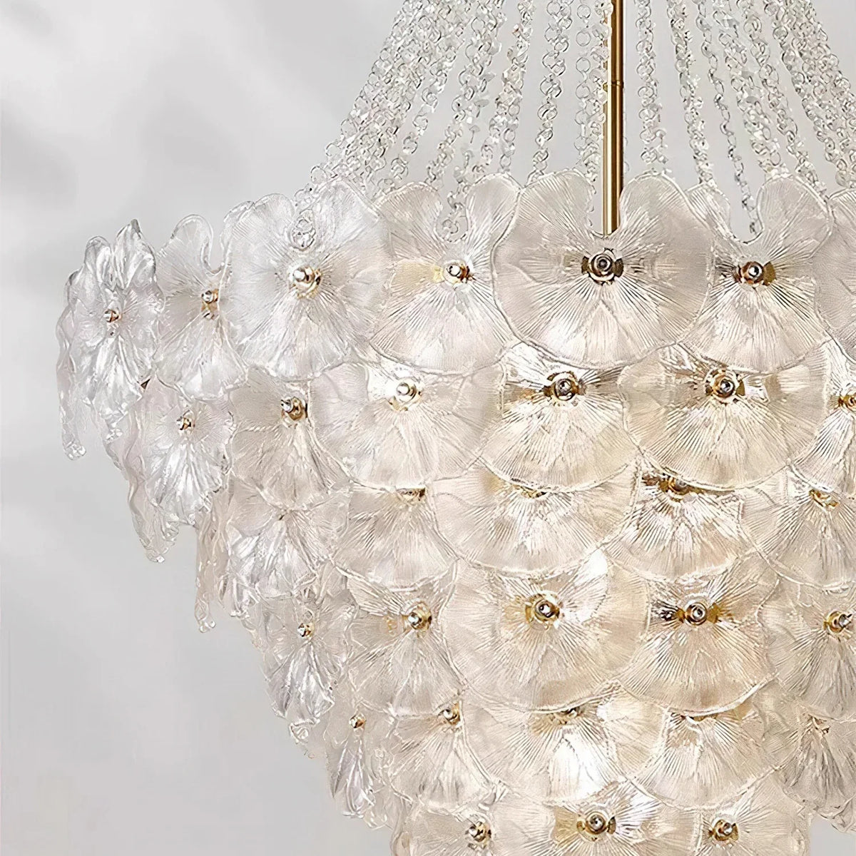 Modern Lotus Leaf Chandelier in clear textured glass for Dining Room by AUVIELIGHT