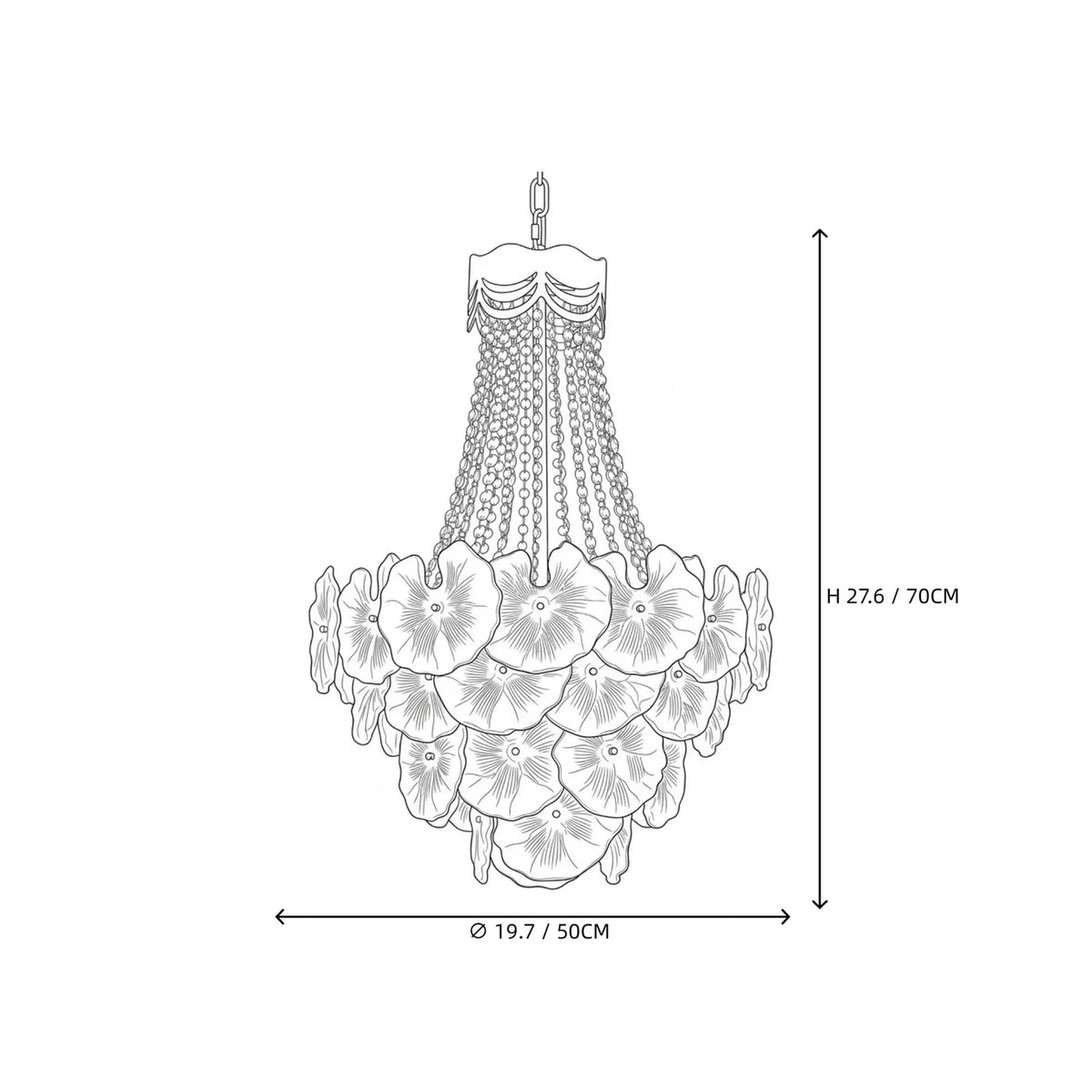 Modern Lotus Leaf Chandelier in clear textured glass for Dining Room by AUVIELIGHT