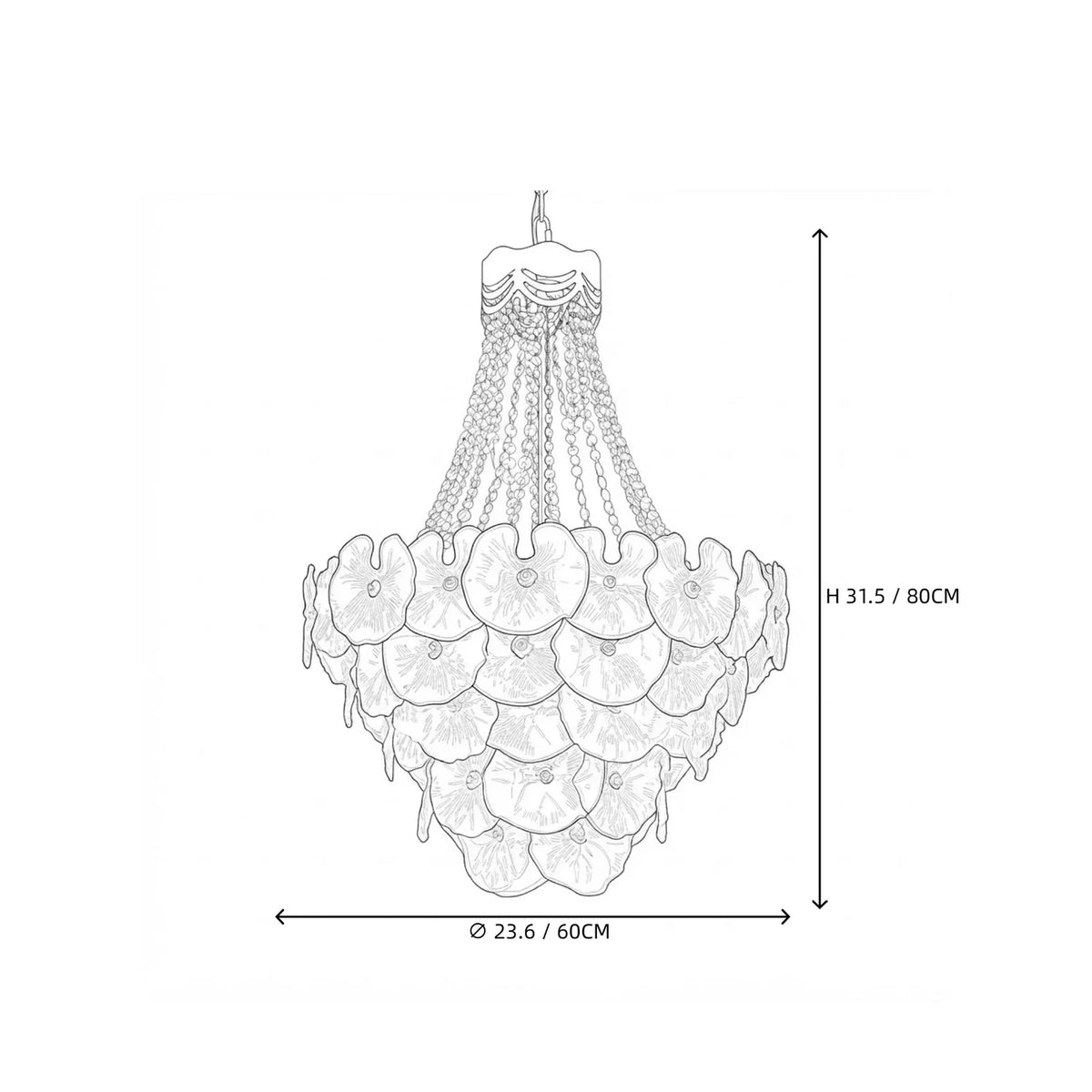 Modern Lotus Leaf Chandelier in clear textured glass for Dining Room by AUVIELIGHT