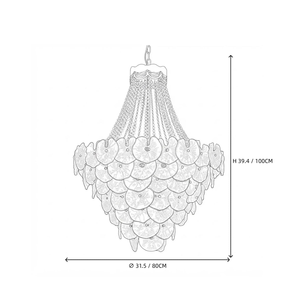 Modern Lotus Leaf Chandelier in clear textured glass for Dining Room by AUVIELIGHT