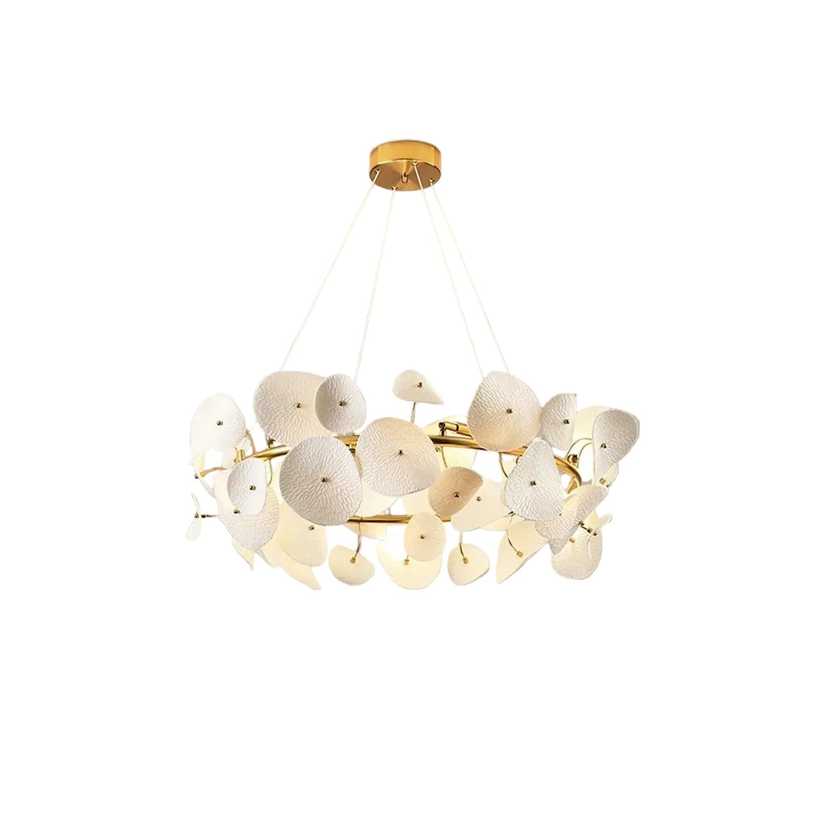 Modern Matte White Ceramic Petal Ring Chandelier light fixture by AUVIELIGHT
