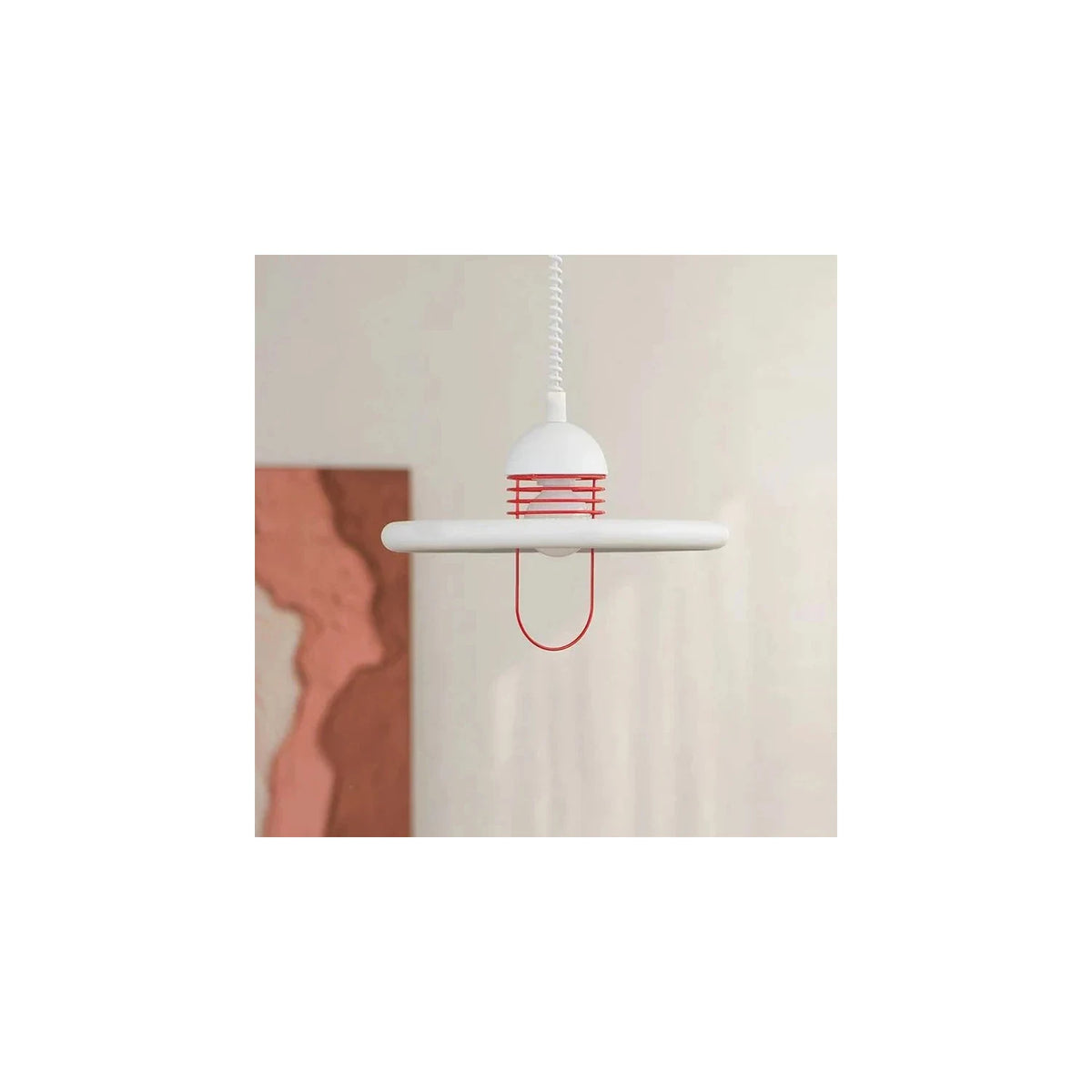 Modern Minimalist UFO Retractable Pendant Light by AUVIELIGHT, ∅ 15.8″ x H 11.9″ / White & Blue