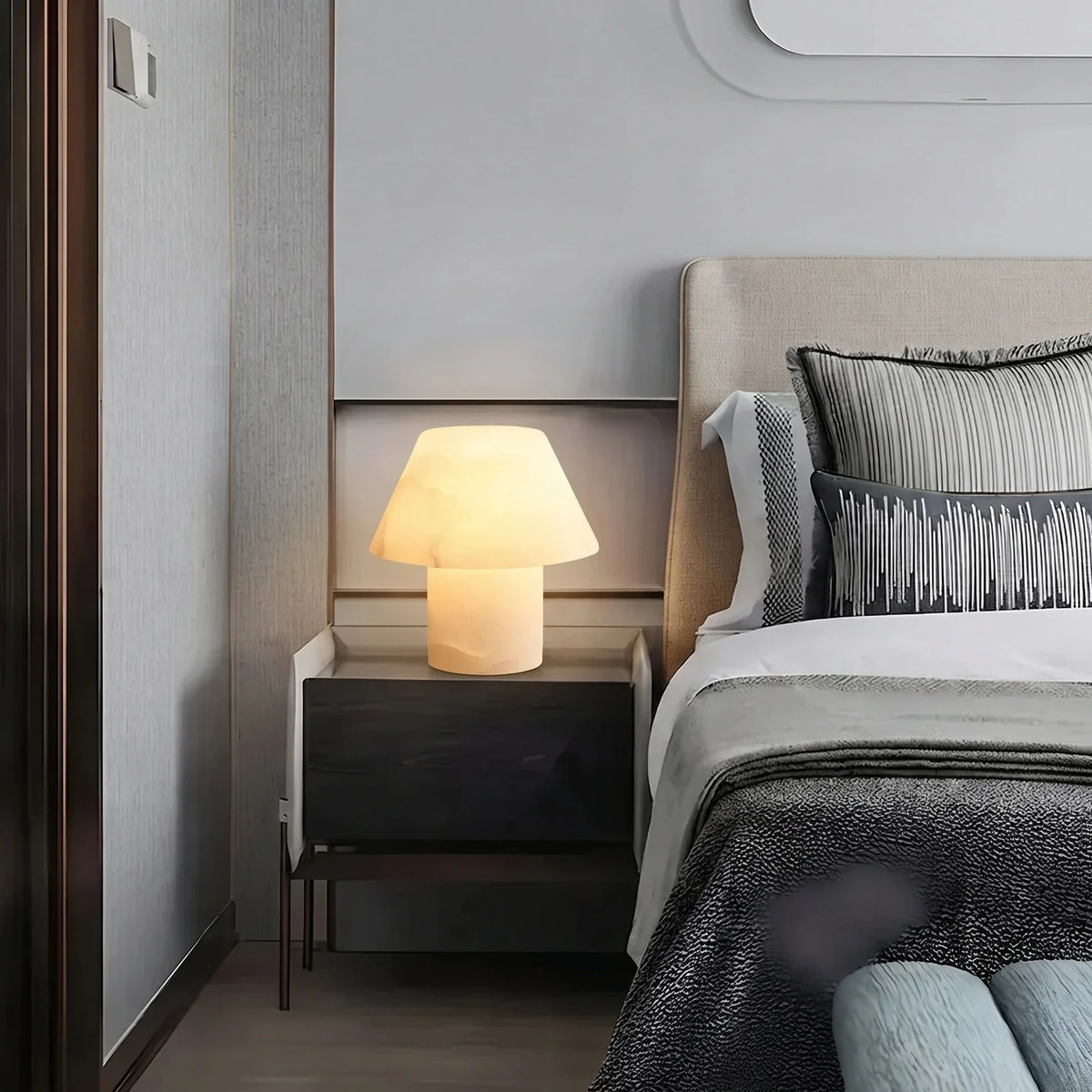 Modern Mushroom Table Lamp in alabaster for Living Room light fixture by AUVIELIGHT