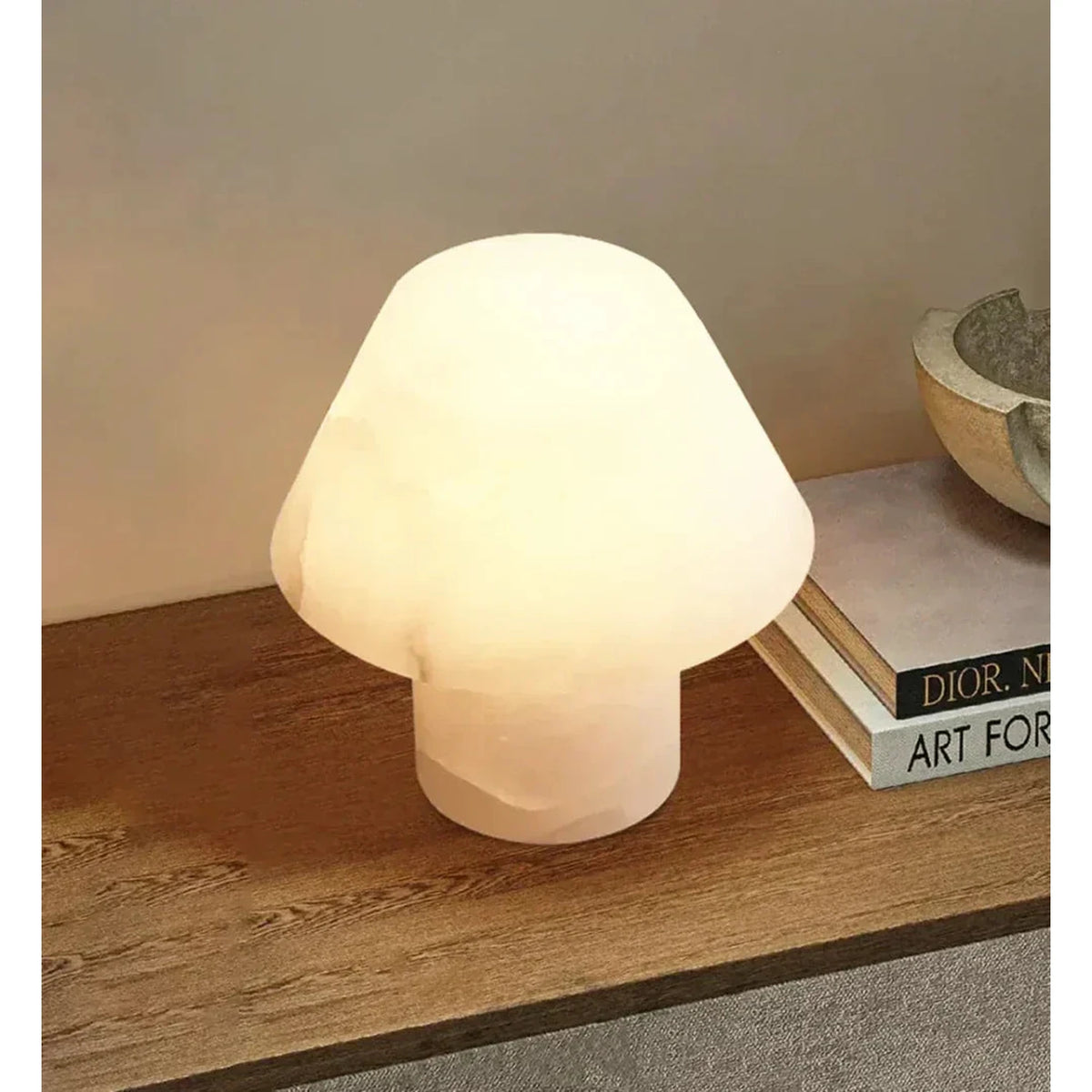 Modern Mushroom Table Lamp in alabaster for Living Room light fixture by AUVIELIGHT