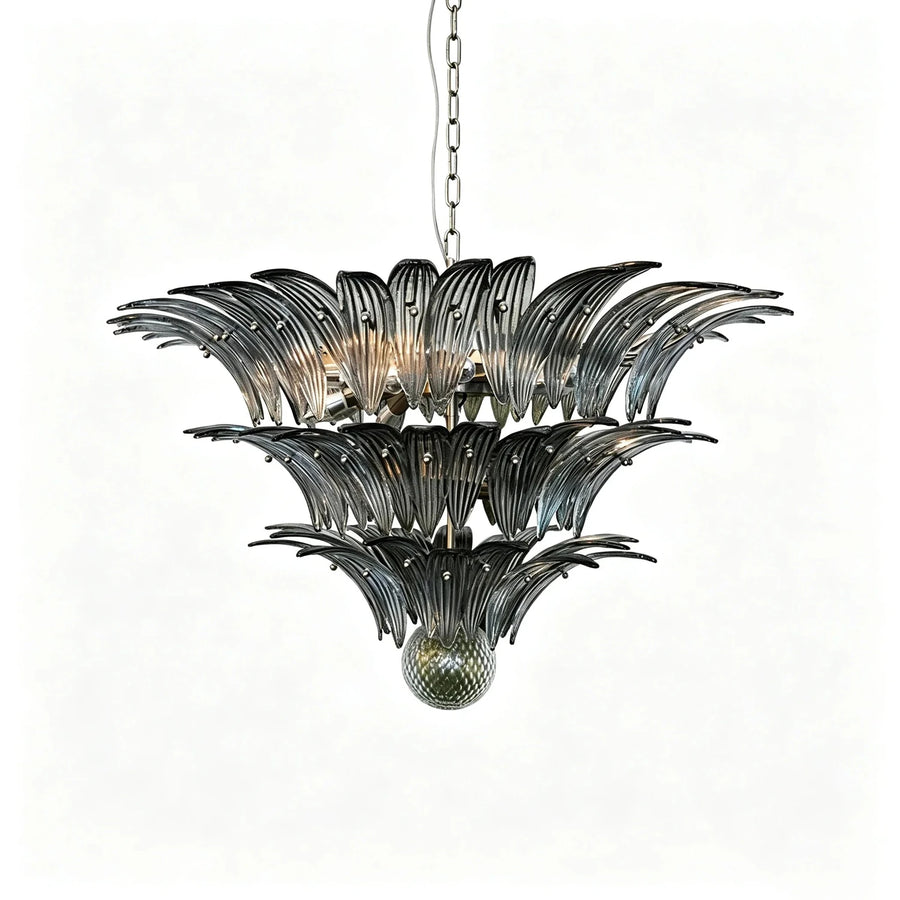 Modern Palm Leaf Chandelier in clear glass for Dining Room by AUVIELIGHT, ∅ 31.5″ x H 31.5 / Smoke Grey and 1 other sizes