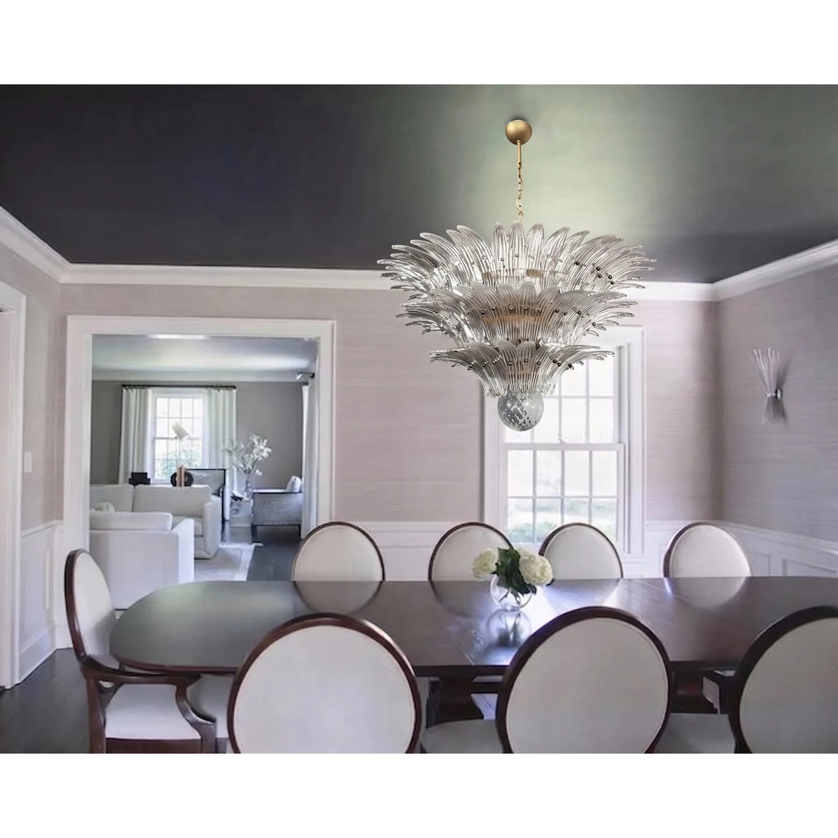 Modern Palm Leaf Chandelier in clear glass for Dining Room by AUVIELIGHT
