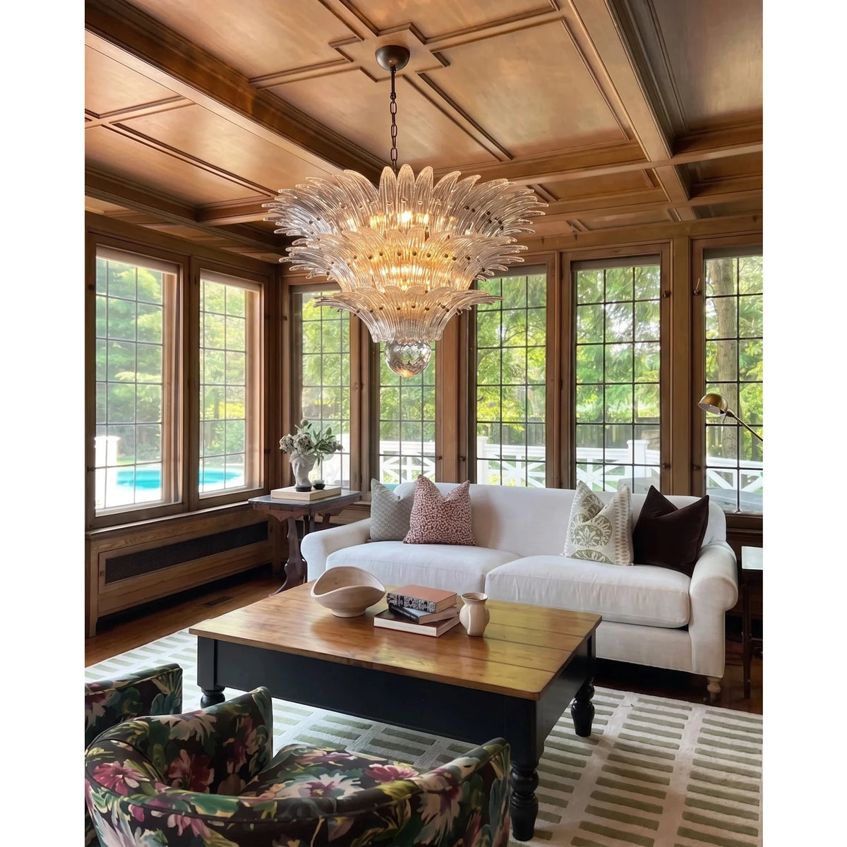 Modern Palm Leaf Chandelier in clear glass for Dining Room by AUVIELIGHT