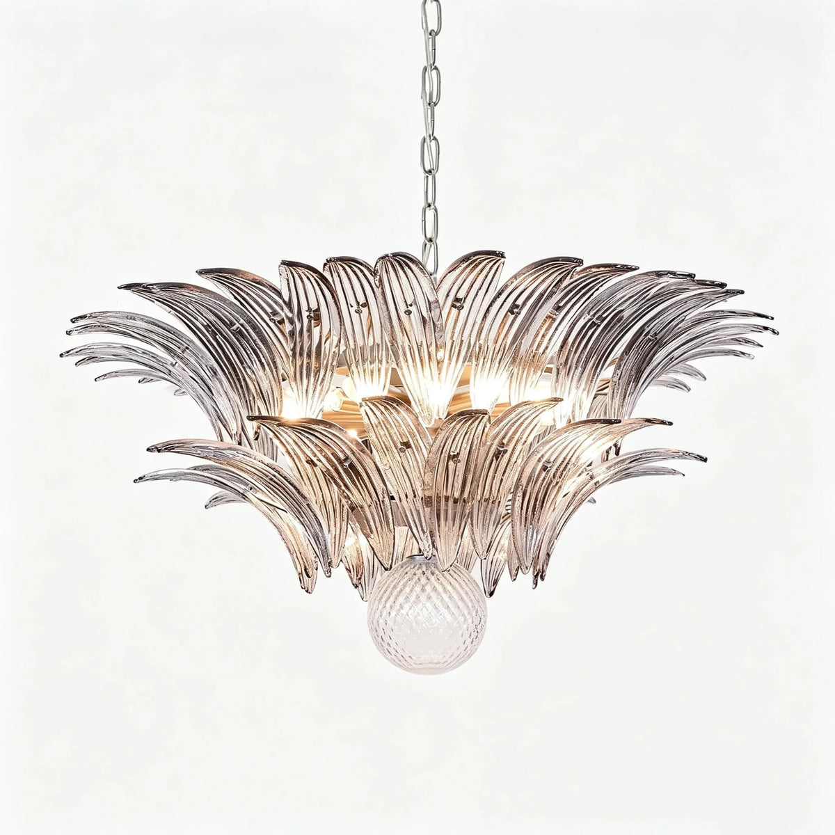 Modern Palm Leaf Chandelier in clear glass for Dining Room by AUVIELIGHT