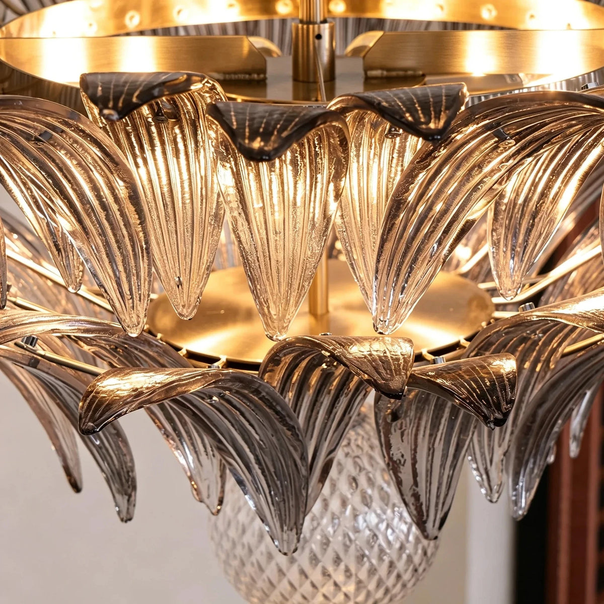 Modern Palm Leaf Chandelier in clear glass for Dining Room by AUVIELIGHT