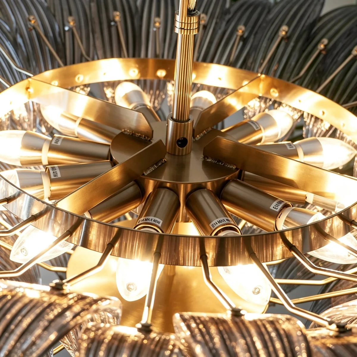 Modern Palm Leaf Chandelier in clear glass for Dining Room by AUVIELIGHT