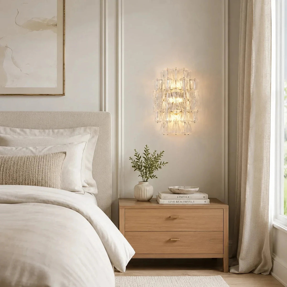 Modern Polyhedral Wall Sconce in lavender glass for Hallway by AUVIELIGHT