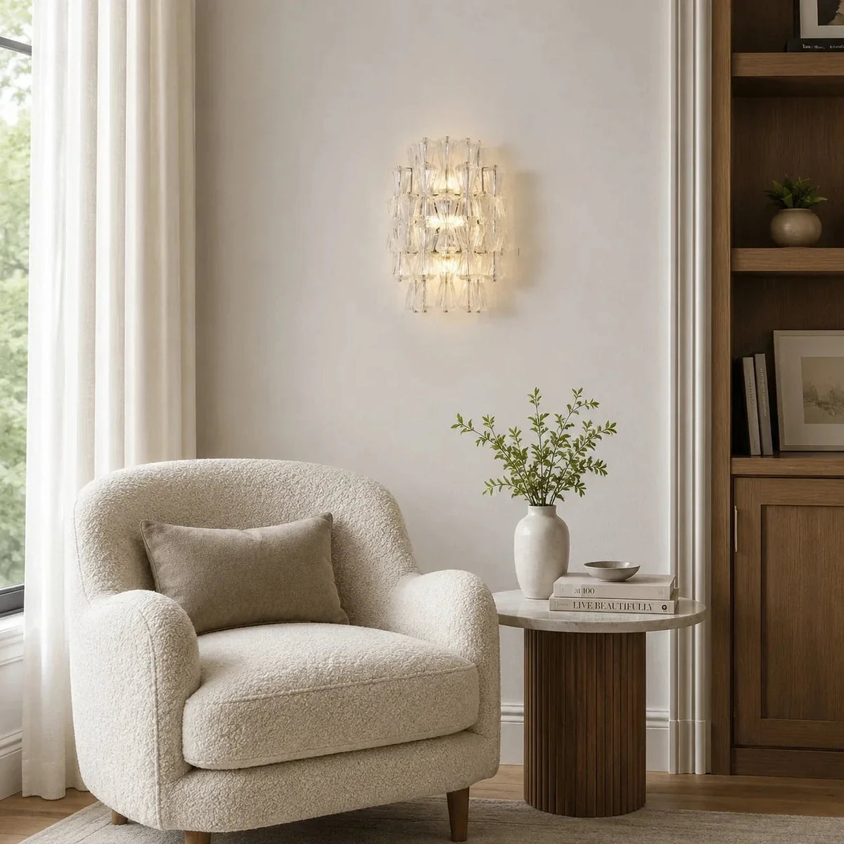 Modern Polyhedral Wall Sconce in lavender glass for Hallway by AUVIELIGHT