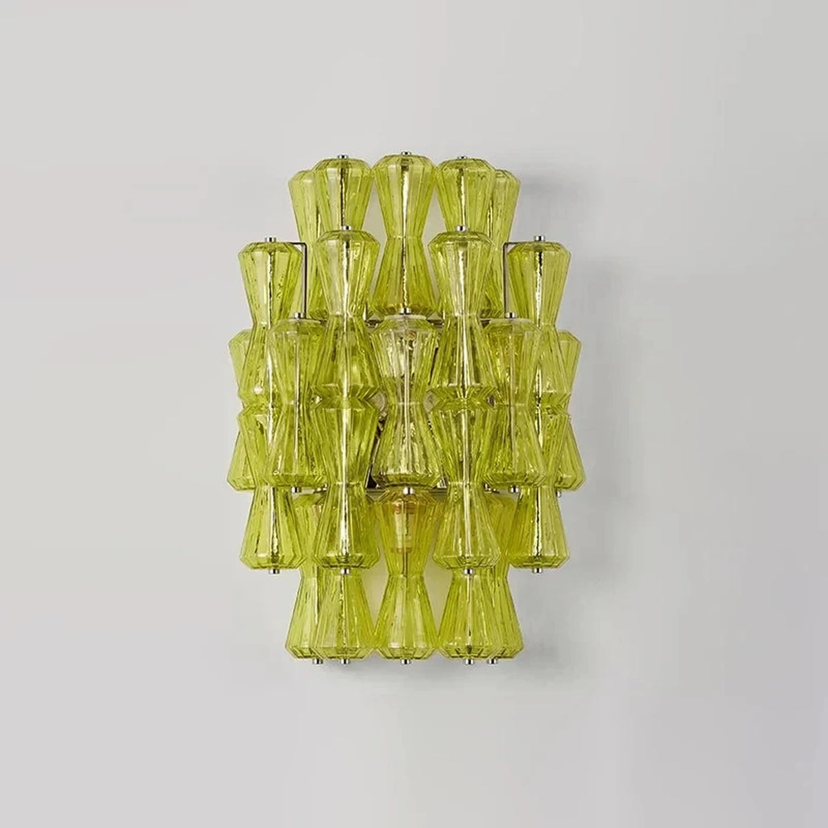 Modern Polyhedral Wall Sconce in lavender glass for Hallway by AUVIELIGHT, L 13.8″ x W 7.5″ x H 18.9″ / Green