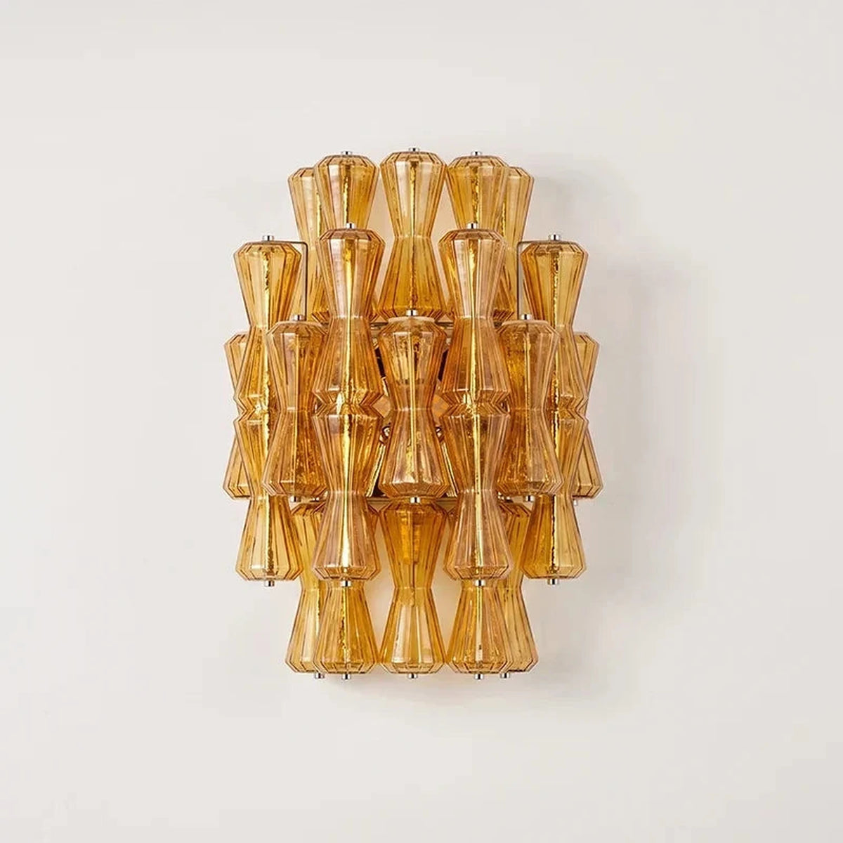 Modern Polyhedral Wall Sconce in lavender glass for Hallway by AUVIELIGHT, L 13.8″ x W 7.5″ x H 18.9″ / Amber