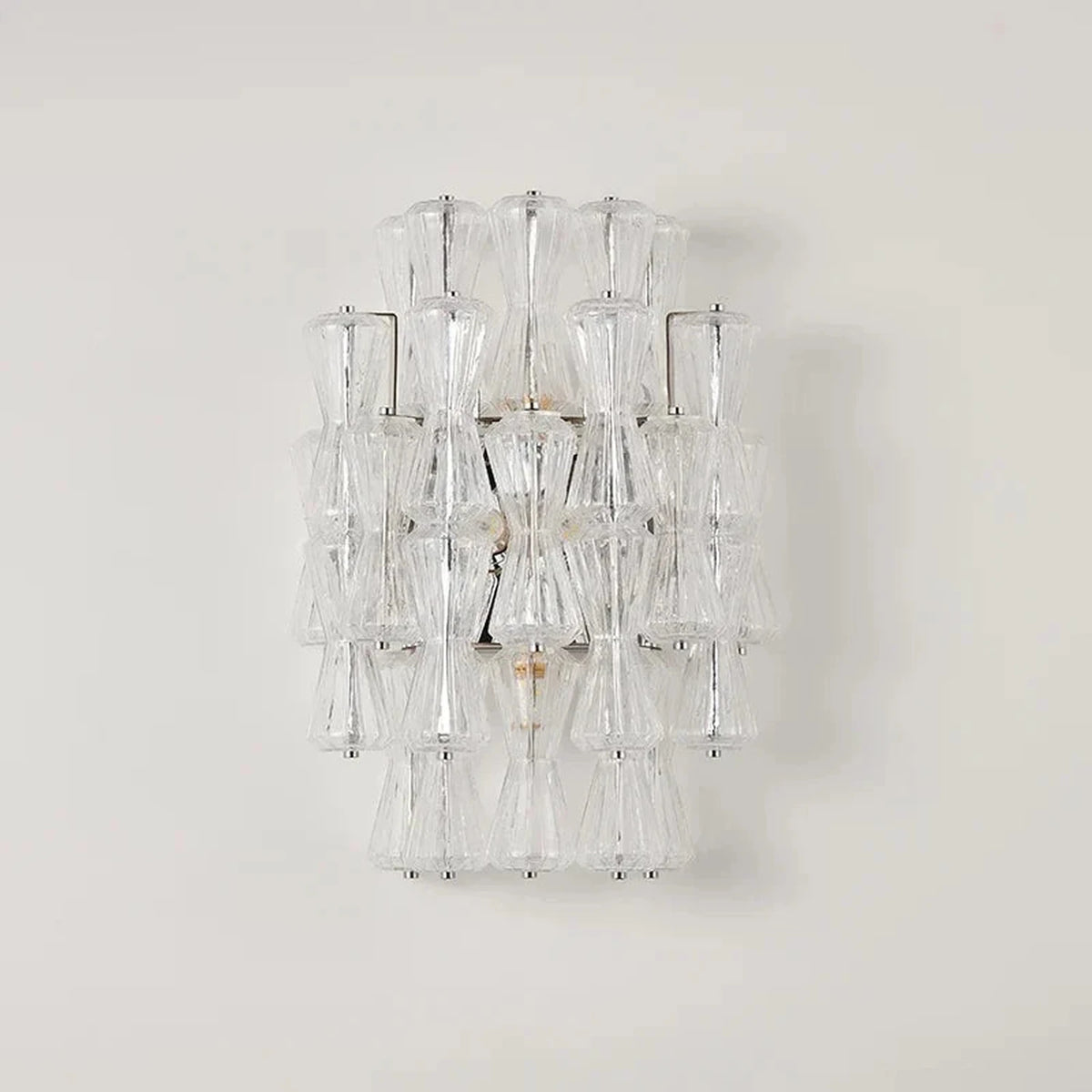 Modern Polyhedral Wall Sconce in lavender glass for Hallway by AUVIELIGHT, L 13.8″ x W 7.5″ x H 18.9″ / Clear