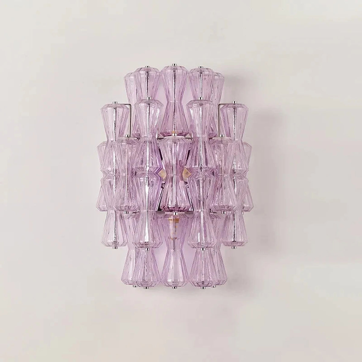 Modern Polyhedral Wall Sconce in lavender glass for Hallway by AUVIELIGHT, L 13.8″ x W 7.5″ x H 18.9″ / Purple