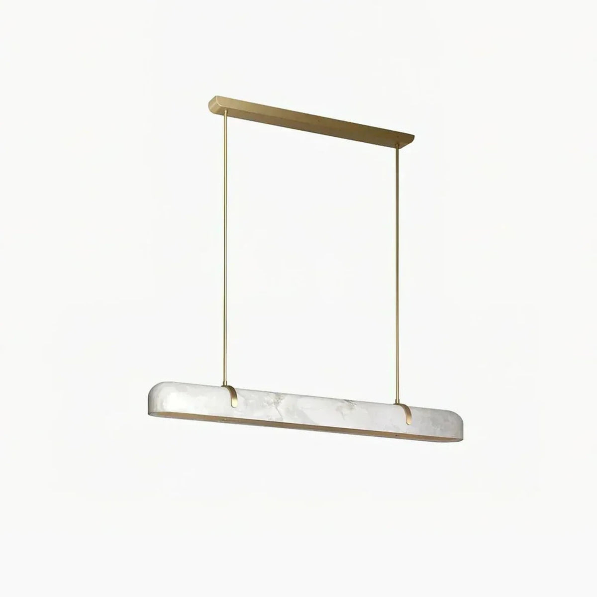 Modern Slim Linear Pendant Light in alabaster for Kitchen Island by AUVIELIGHT, L 120cm x W 9cm x H 9cm / L 47.2″ x W 3.5″ x H 3.5″ / Brass &