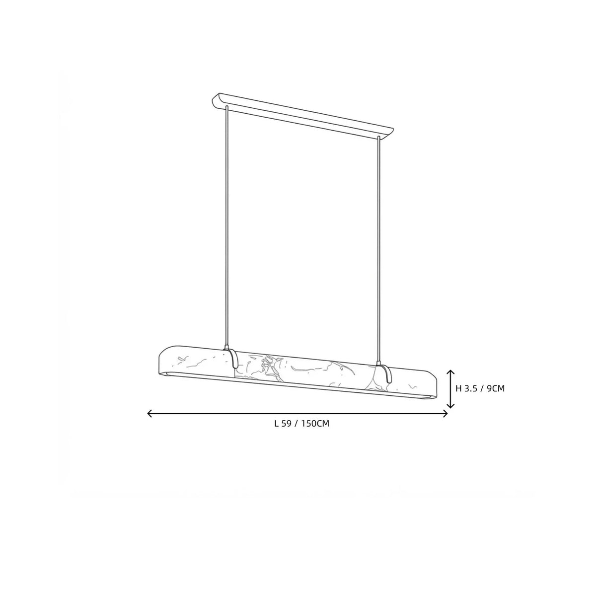 Modern Slim Linear Pendant Light in alabaster for Kitchen Island by AUVIELIGHT