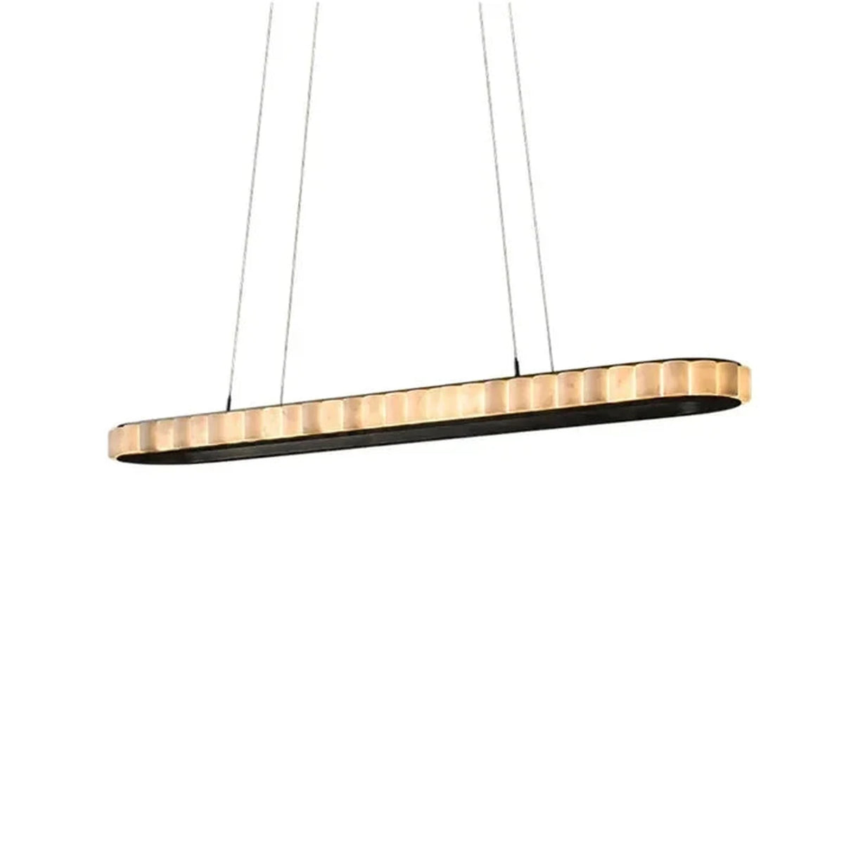 Modern Slim Oval Chandelier in alabaster for Dining Room by AUVIELIGHT, L 120cm x W 30cm x H 7cm / L 47.2″x W 11.8″ x H 2.8″ / Black & White