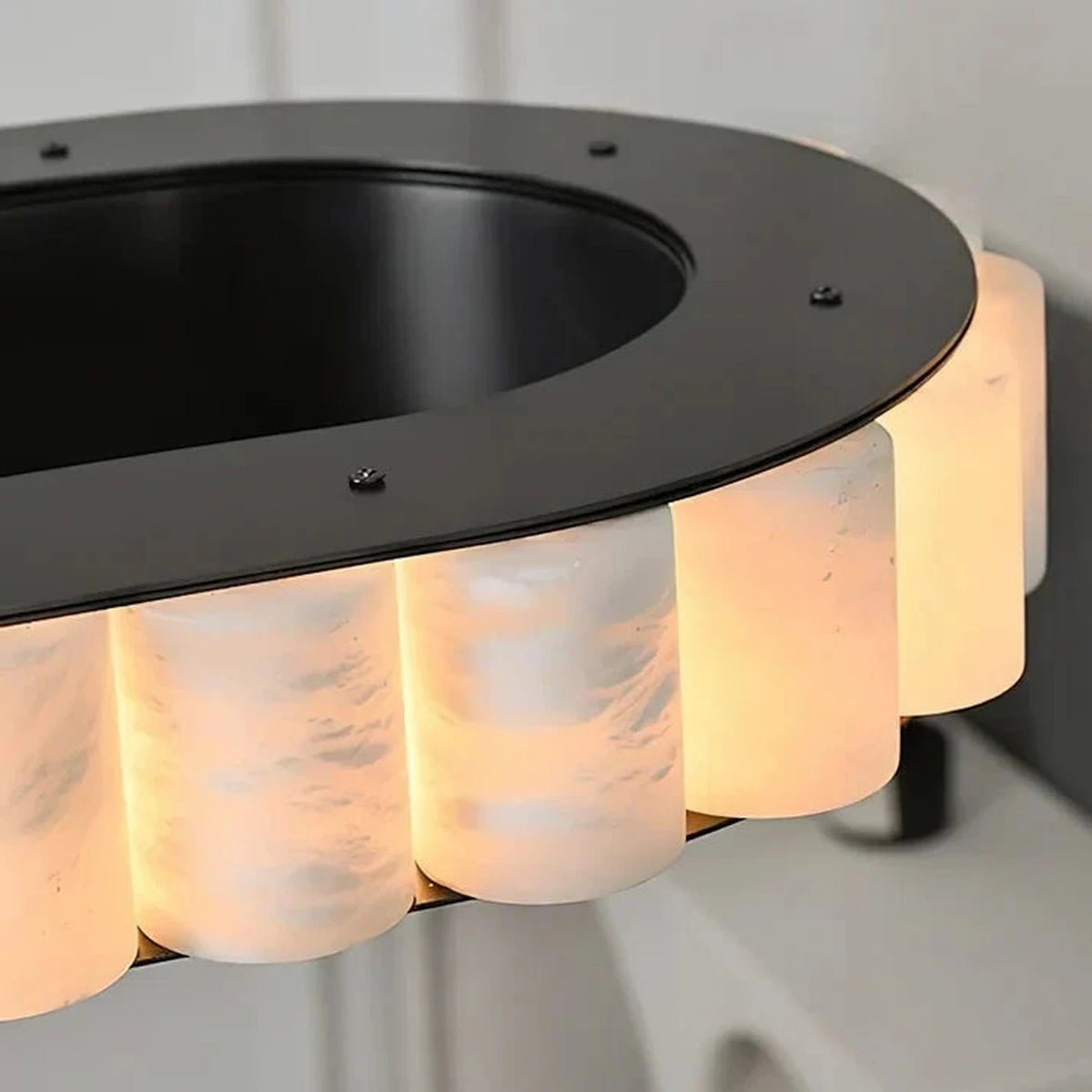 Modern Slim Oval Chandelier in alabaster for Dining Room by AUVIELIGHT