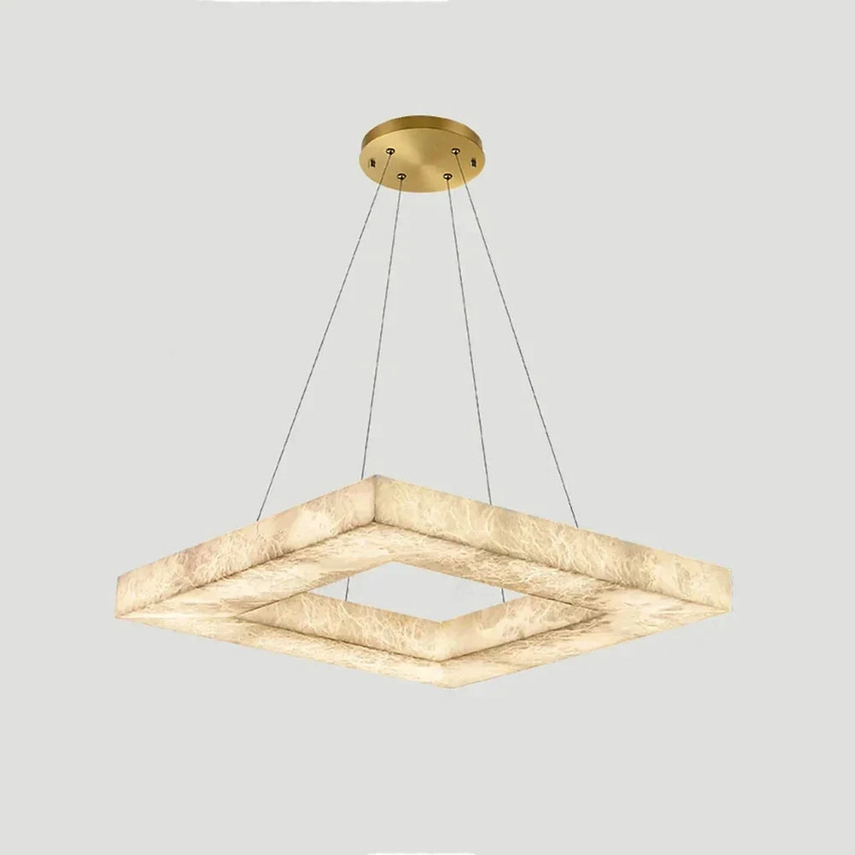 Modern Square Chandelier in alabaster for Dining Room light fixture by AUVIELIGHT, Dia 50cm x H 8cm / ∅ 19.7″ x H 3.2″ / White+Gold and 2 other