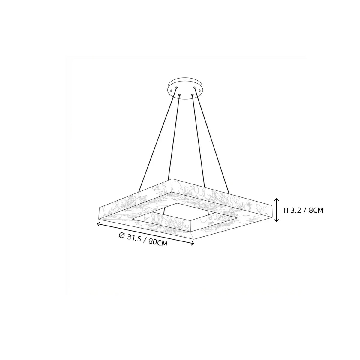Modern Square Chandelier in alabaster for Dining Room light fixture by AUVIELIGHT