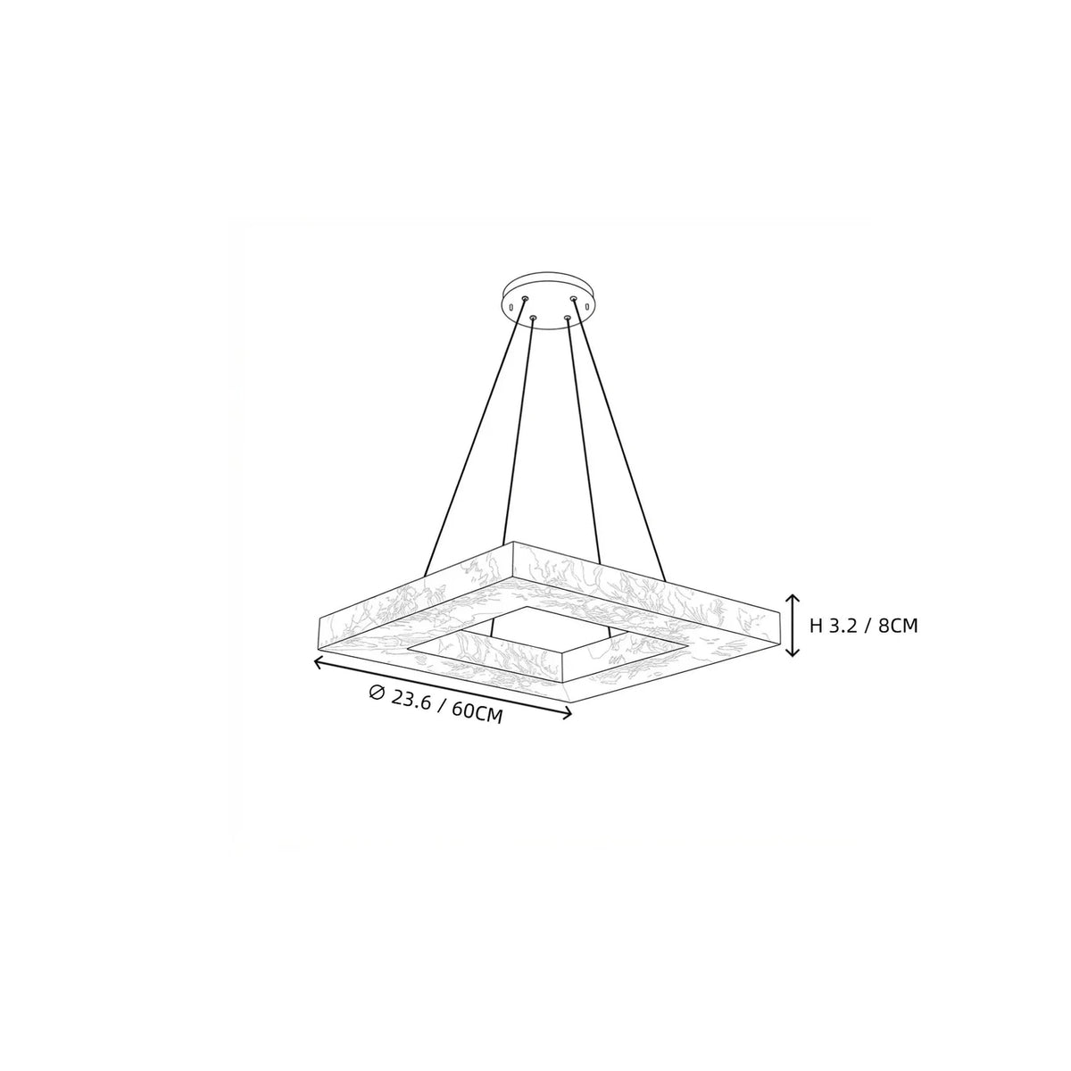Modern Square Chandelier in alabaster for Dining Room light fixture by AUVIELIGHT