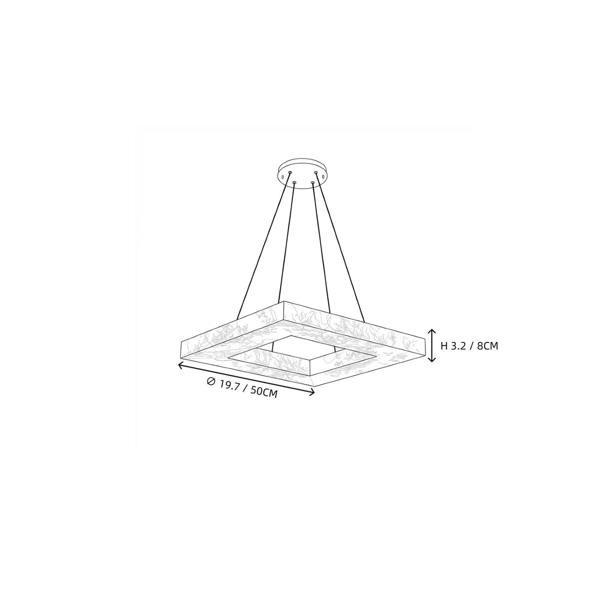 Modern Square Chandelier in alabaster for Dining Room light fixture by AUVIELIGHT