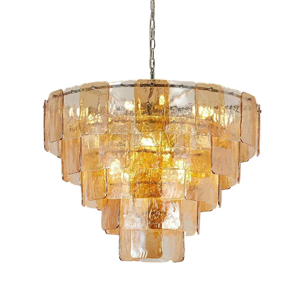 Modern Tiered Chandelier in amber textured glass for Dining Room by AUVIELIGHT