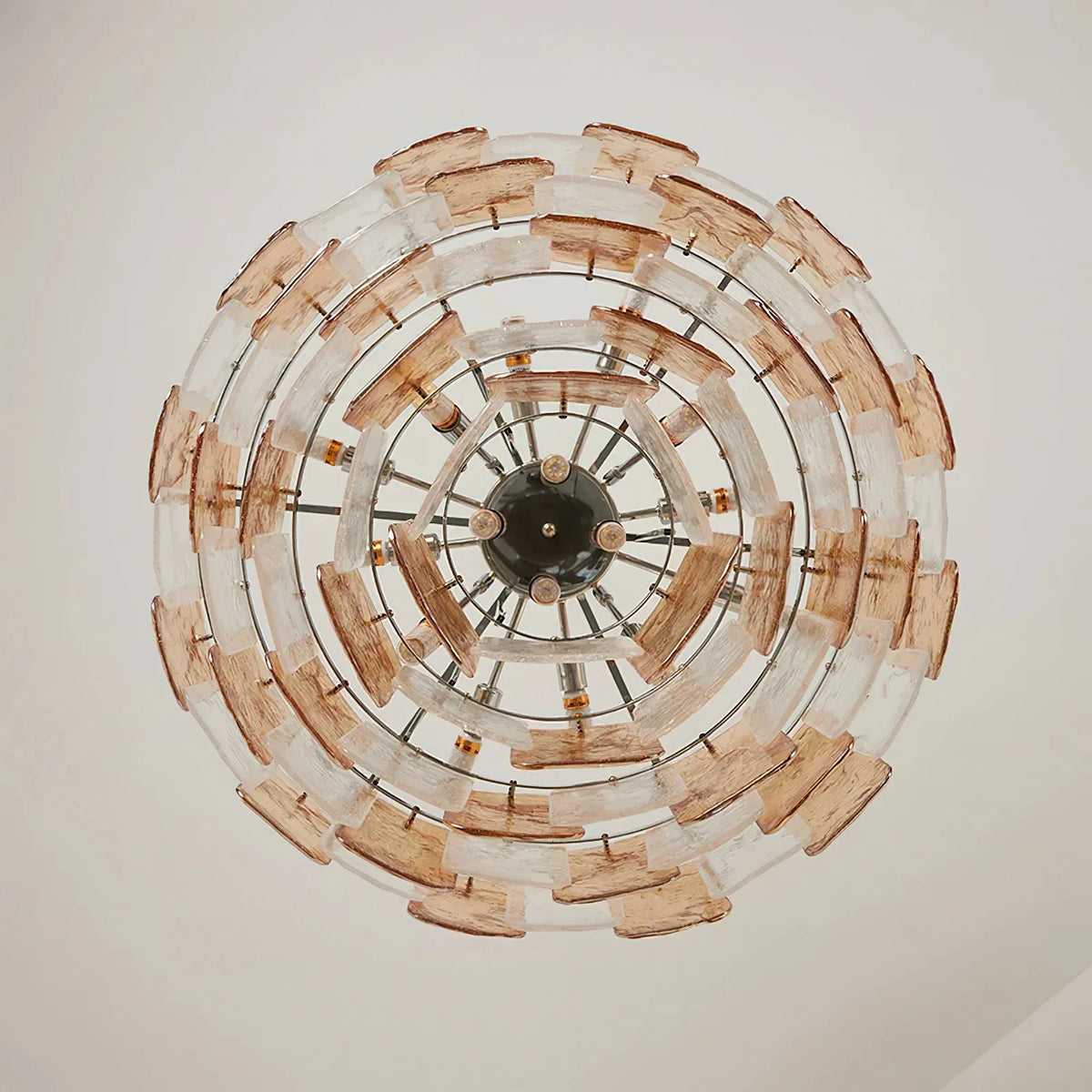 Modern Tiered Chandelier in amber textured glass for Dining Room by AUVIELIGHT