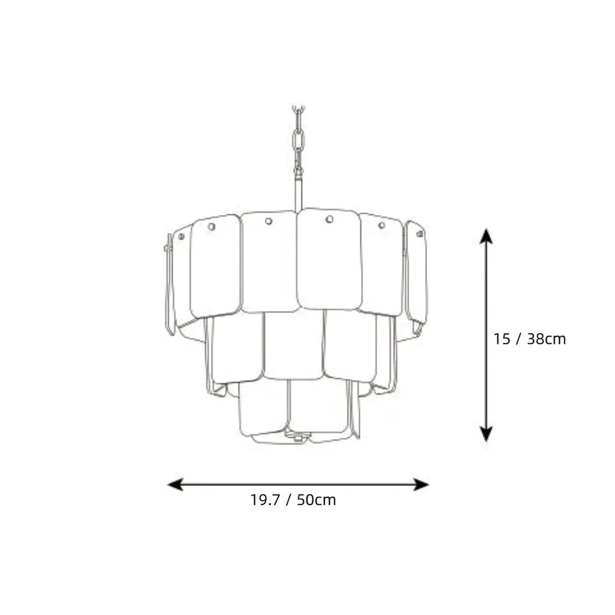 Modern Tiered Chandelier in amber textured glass for Dining Room by AUVIELIGHT