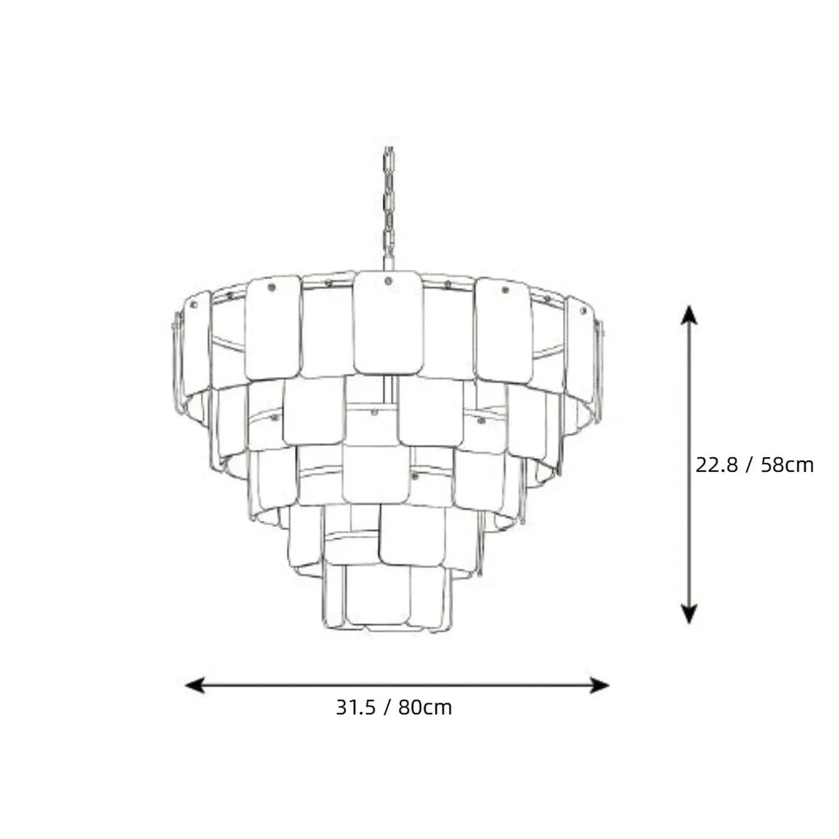 Modern Tiered Chandelier in amber textured glass for Dining Room by AUVIELIGHT
