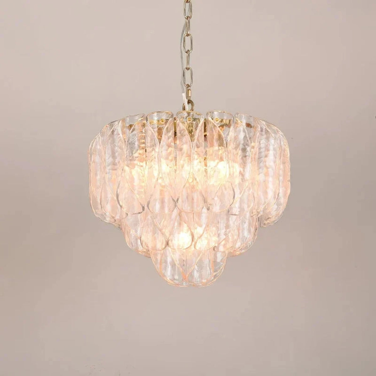 Modern Tiered Chandelier in clear textured glass for Dining Room by AUVIELIGHT
