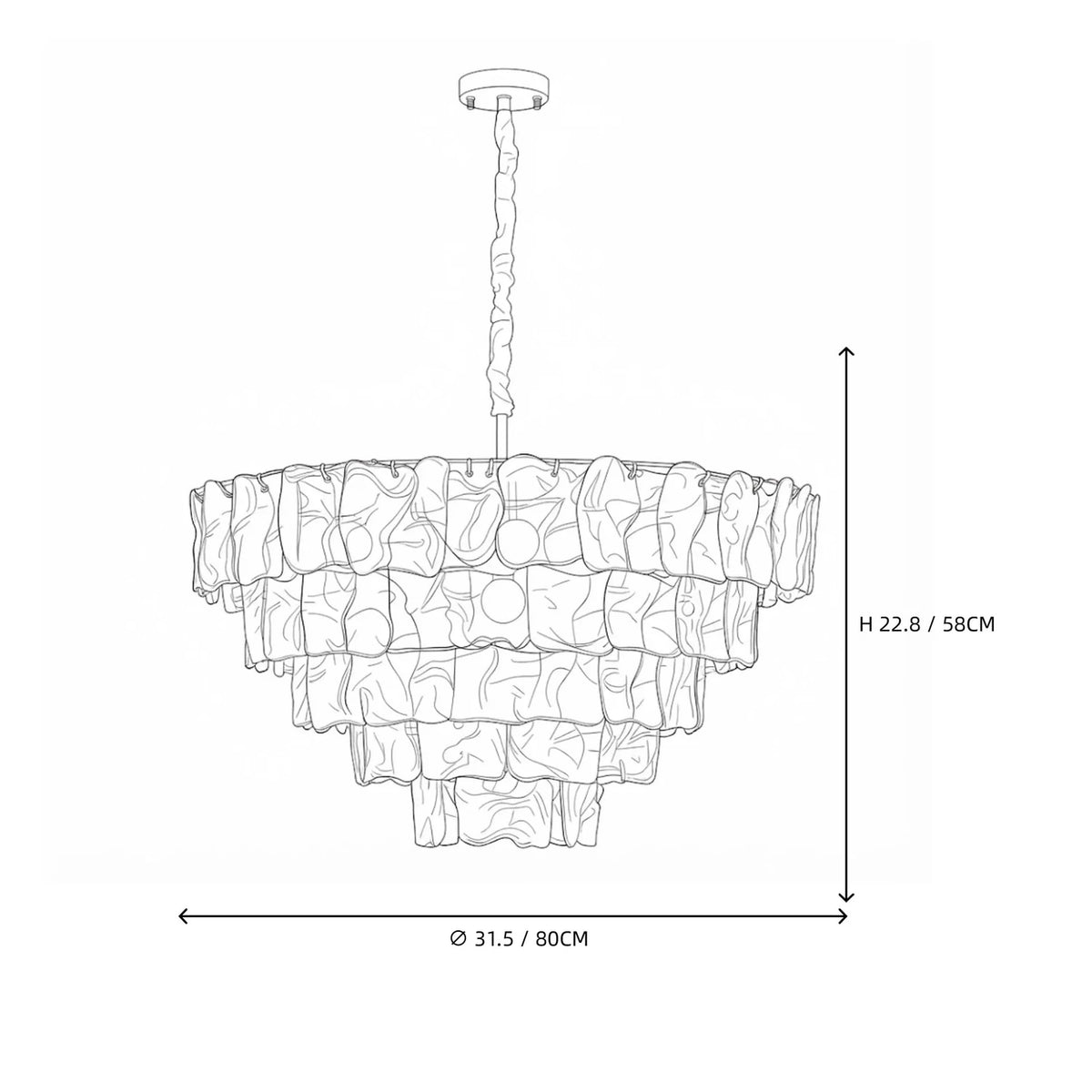 Modern Tiered Chandelier in ocean blue textured glass for Dining Room by AUVIELIGHT