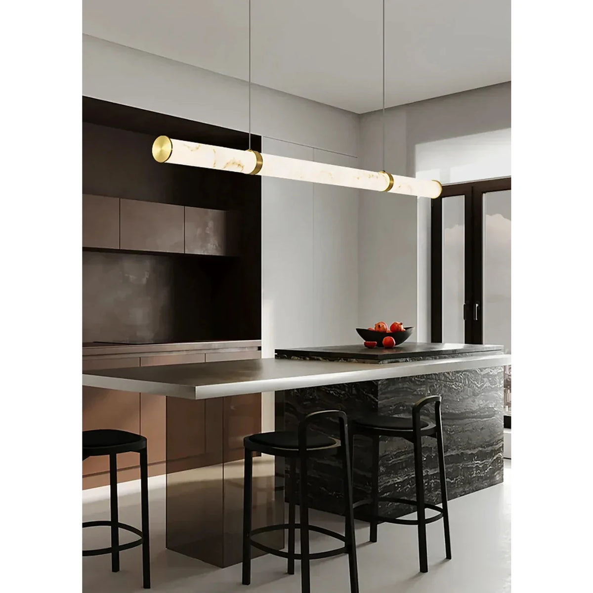 Modern Tube Pendant Light in alabaster for Kitchen Island by AUVIELIGHT