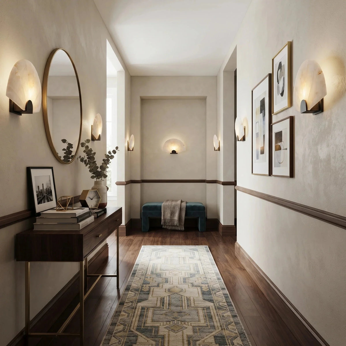 Modern Wall Sconce in alabaster for Hallway light fixture by AUVIELIGHT