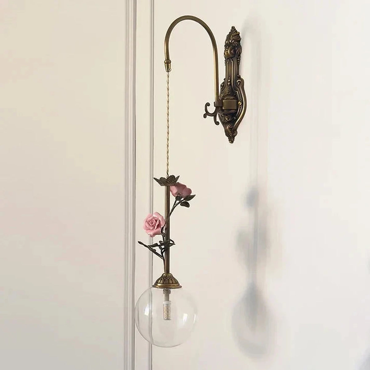 Modern Wall Sconce in rose bronze for Hallway light fixture by AUVIELIGHT, D 15cm x H 70cm / ∅ 5.9" x H 27.6" / Antique brass & Clear